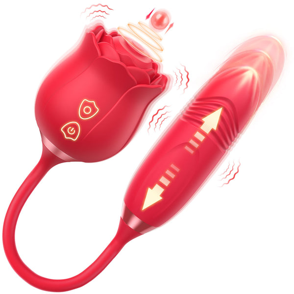 Vivienne- Tapping Rose Vibrator with Suction Patterns